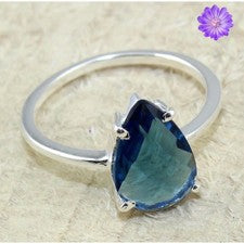 Anillo de joyería hecho a mano de plata esterlina 925 con piedras preciosas de sapo azul de Londres regalo para