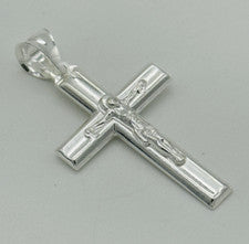 Colgante Cruz Crucifijo Grande Plata de Ley 925 Solo 24mmx34mm NUEVO