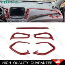 For Chevy Malibu 2016-2025 Red Carbon Fiber Middle Console Dashboard Panel Strip
