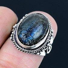 Anillo de joyería de plata esterlina 925 hecho a mano con piedras preciosas...