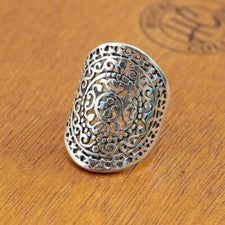 Anillo grande ovalado de filigrana plata esterlina 925 joyería diseño étnico