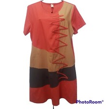 Vestido para mujer Ya Wei 8 multicolor algodón diseño geométrico manga corta