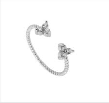 Dainty Sterling Silver Open Clover Ring adjustable stacking stackable delicate