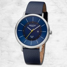Regent reloj de cuero para hombres reloj de pulsera cuarzo azul oscuro correa de cuero URBA721