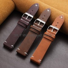 Correa de reloj retro de cuero con cera de aceite 18 19 20 21 22 24 mm correas finas de cuero de vaca.
