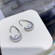 Precioso colgante de perlas blancas redondas mar sur 5-6 mm 925 s s suntuoso regalo GX