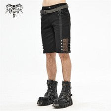 Pantalones Cortos Steampunk Para Hombre Estilo Punk Malla Decoración Informal Rodilla Sueltos Pantalones Cortos