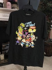 Camiseta Negra Estilo Vintage Para Hombre Nickelodeon Años 90 Toons Talla M