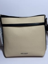 Steve Madden Mujer Bandolera Cartera Beige Imitación Cuero Bolso de Hombro Nuevo