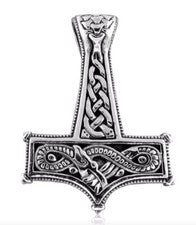 Colgante amuleto de plata THORSHAMMER 925 cadena celta Mjölnir vikingo XL