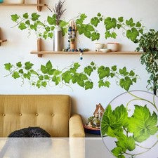 Pegatina de pared PVC diseño de vid floral verde para decoración de interiores desmontable del hogar