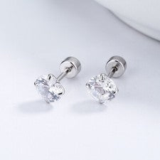 Pendientes Cierre de Tornillo Plata 925 Circonitas Mujer Hombre Pendientes 4 Crappen
