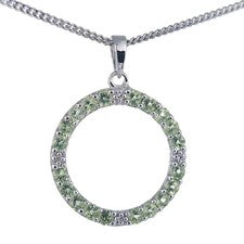 Collar de peridoto de plata de ley piedras preciosas verdes naturales círculo diamante hecho a mano