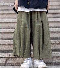 Pantalones de hombre estilo callejero sueltos de pierna ancha pantalones de algodón informales japoneses