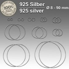 Pendientes mujer plata de ley 925 criollos 8 12 25 40 55 75 90 mm