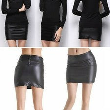 Heiß Mode Minirock Röcke Bequem Damen Enge Hell Hohe Taille Kleid PU Sexy