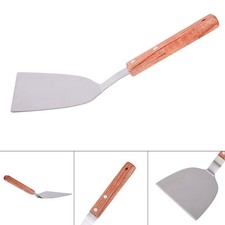 Langlebiger Edelstahl Hamburgerwender mit Holzgriff f??r komfortable Handhabung
