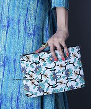 Indio Algodón Floral Estampado Mano Bolso Moda Bolsas Blanco de