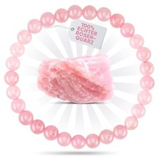 Pulsera de piedras preciosas de piedra natural real: cuarzo rosa | pulsera esférica de 6 mm