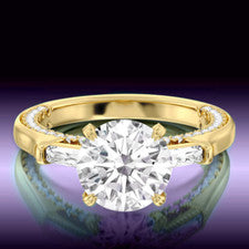Anillo de compromiso de diamantes de laboratorio de oro cultivado certificado...