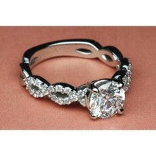Anillo de compromiso de corte redondo de 2,50 quilates de moissanita blanca d...
