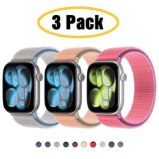 PACK de 3 correas deportivas de nailon para Apple Watch 11 10 9 8 7 SE 40/44/41/45/42/46 mm