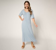 Vestido Peace Love World Petite para mujer PM Ruch frontal manga corta azul A692504