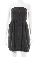 Vestido globo Vero Moda marrón oscuro negro estampado a cuadros vintage mini talla 36