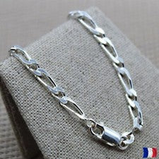 Bracelet argent 925 – grosses mailles rhodié – bijou homme/femme – 18 ou 21 cm