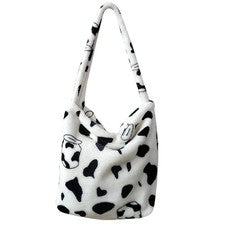 1 pieza Bolso de hombro con estampado de vaca Bolso de hombro de moda Bolso de hombro de moda de felpa