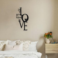 Arte de pared de metal Love decoración colgante de pared para hogar jardín sala dormitorio
