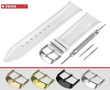 Para GUESS Blanco Brillante Cuero Correa Reloj Damas Para Hebilla Cierre Pasadores