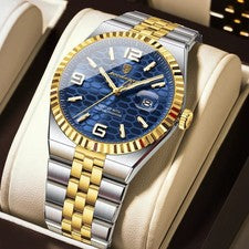 42MM POEDAGAR Cuarzo Lujo Reloj Hombre 30M Impermeable Banda Jubileo Luminoso NUEVO