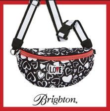 Bolso Bandolera Brighton Endless Love Nylon Blanco y Negro Riñonera Bolso Cinturón