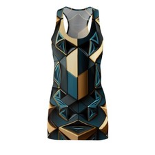 Vestido Para Mujer Espalda Corredora Patrón Geométrico Futurista Audaz Moderno Elegante