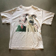 Camiseta Blanca Unisex De Colección Wallace & Gromit Para Fans Algodón S-5XL
