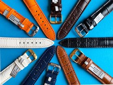 Correa de reloj cocodrilo estampado 17 18 19 20mm negro marrón azul blanco naranja / 94