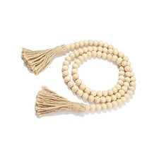 Guirnalda de cuentas colgantes con borlas color natural estilo nórdico decoración de pared para el hogar c