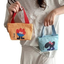 Bolso de Lona Estilo Coreano Bolsos Pequeños Para Mujer Bolso de Mano Mini Bolso de Merienda Bolsa de Almuerzo