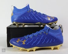 Botines de fútbol Under Armour Spotlight Lux MC azul dorado talla 12,5-14 3023960-403