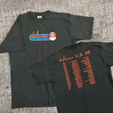 Camiseta Deftones US 1998 Tour Estilo Básico Algodón Carbón Unisex Negra
