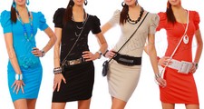 Mujer Moda Mini Vestido Mangas Hinchadas Nueva Colección Forma Clásica La Vida 3402
