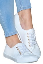 Zapatos de salón EX (NU Look) blancos lisos con cordones talla 4 5 6 7 para dama y mujer