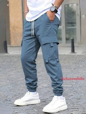 Pantalones informales sueltos estilo americano simples para jóvenes al aire libre con múltiples bolsillos funcionan