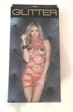Mini Vestido Para Mujer Rojo Brillo Talla Única Corte Geométrico Estilo 32000