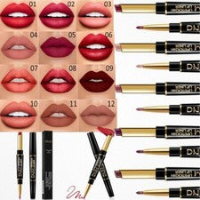 Lápiz labial mate de doble cabeza delineador de labios impermeable lápiz lápiz maquillaje de larga duración