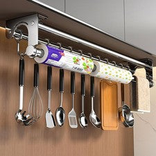 Barra de ganchos, estante de pared cocina, barra de cocina sin taladrar, estante de utensilios de cocina de pared