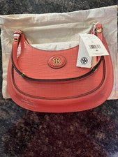 Bolso Media Luna Tory Burch Coral Crush Robinson Cuero Repujado 158509-650
