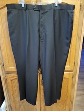 Pantalones de vestir negros delanteros planos nuevos sin etiquetas del diseñador italiano Giorgio DePaoli talla 46x26,5