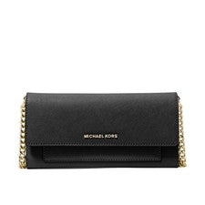 Bolso Michael Kors Jet Set Mediano Cuero Saffiano Convertible Cartera Cadena, Negro